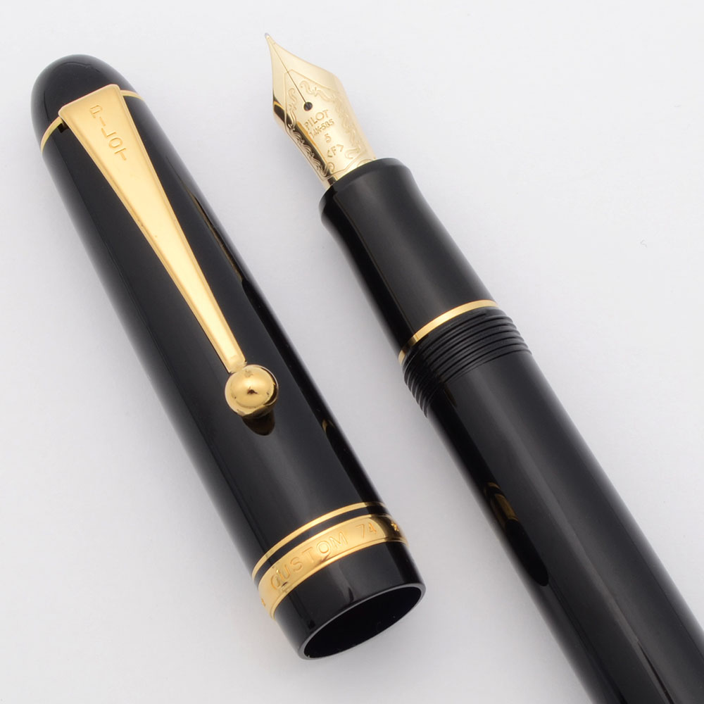 Pilot Namiki Custom 74 Fountain Pen - Black, Gold Trim, 14k Fine